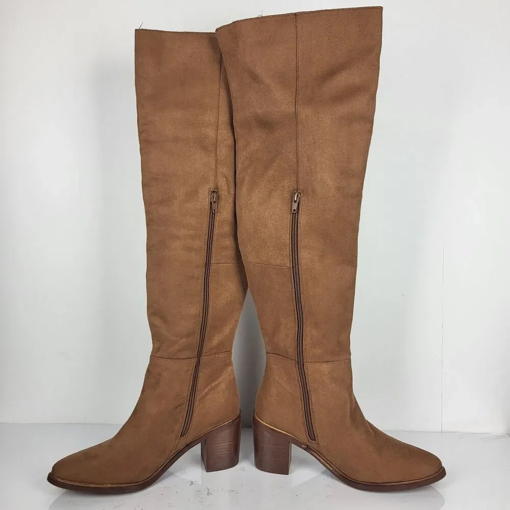 Seychelles Paradise City Leather Over the Knee Boots Brown Size 8